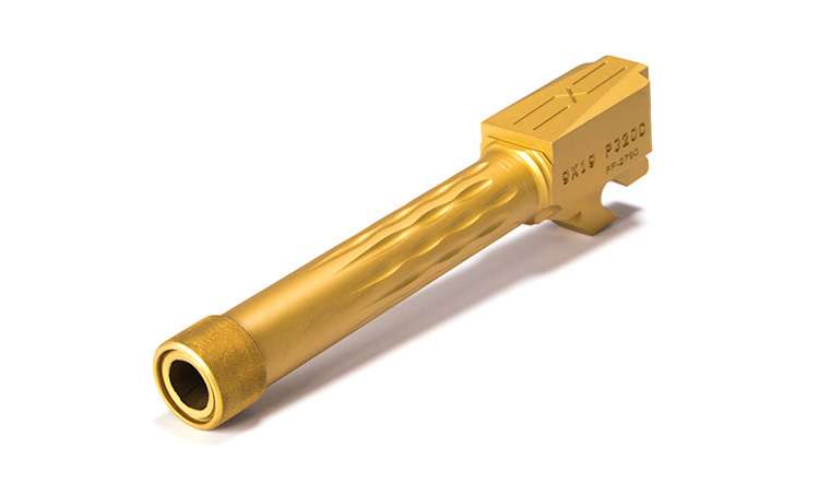 Faxon Firearms Match Series Sig P320 Compact Flame Fluted Barrel 416R - Threaded | TiN (Gold) PVD - Faxon Firearms