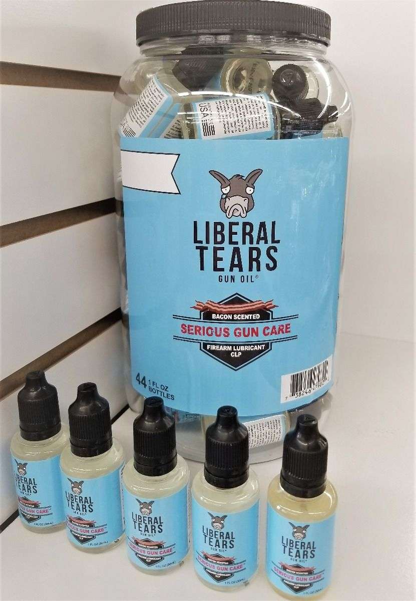 Liberal Tears Gun Oil Point of Sale Jar - 44x 1oz bottles | Bacon Scented - Liberal Tears