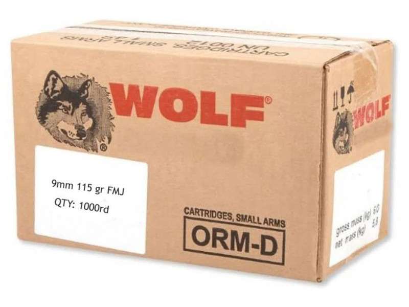 Wolf Steel Case 9mm Luger Handgun Ammo- 115 Grain | FMJ | 1000rd Case - Wolf