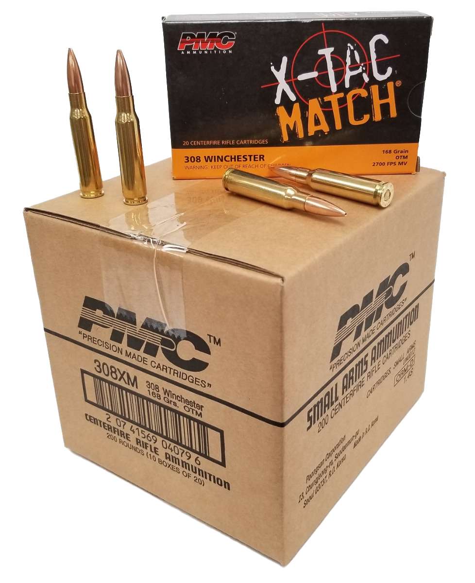 PMC X-TAC Match .308 Winchester Rifle Ammo - 168 Grain | OTM | 200rd Cube - Pmc