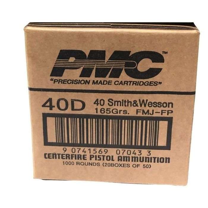 PMC Bronze .40 S&ampW Handgun Ammo - 165 Grain | FMJ-FP | 1000rd Case - Pmc