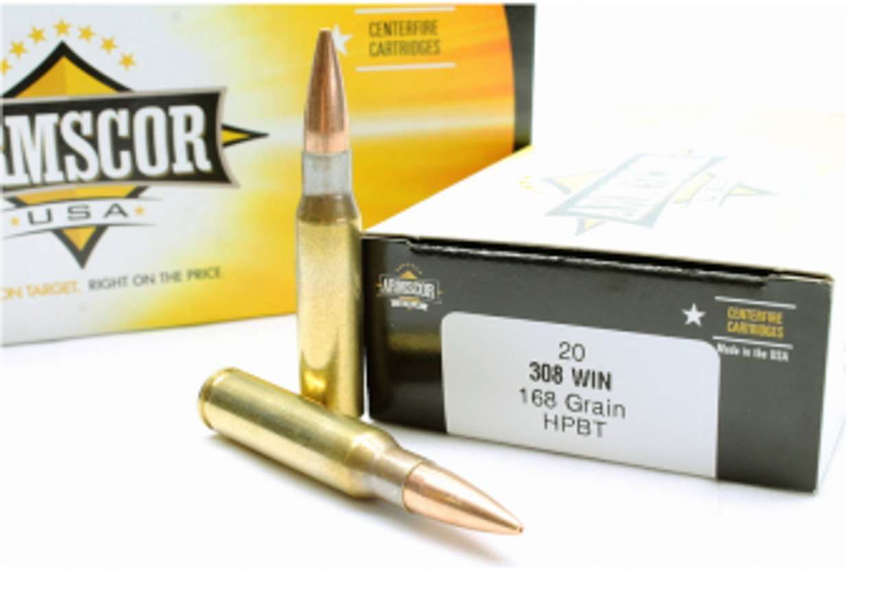 Armscor .308 Win. Rifle Ammo - 168 Grain |Hollow Point Boat Tail | 200rd Case (10 Boxes) - Armscor