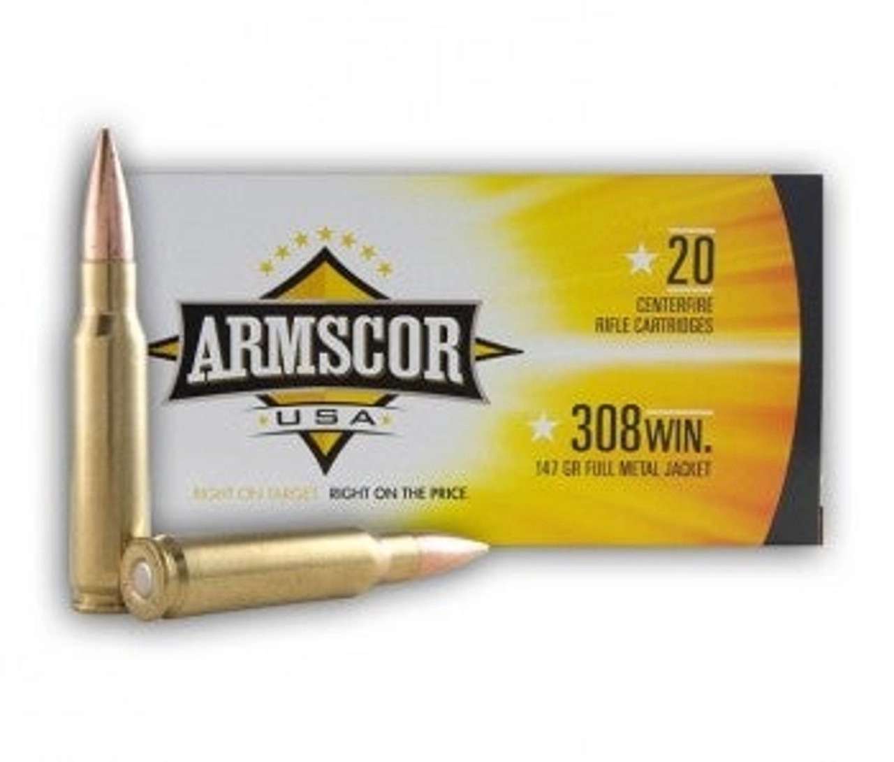 Armscor .308 Win. Rifle Ammo - 147 Grain |Full Metal Jacket | 200rd Case (10 Boxes) - Armscor