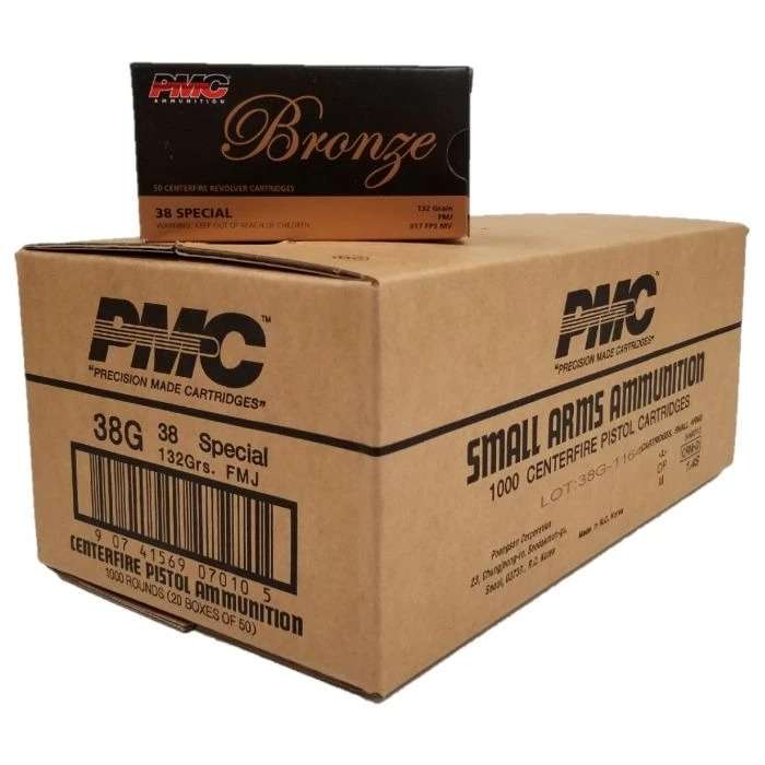 PMC Bronze .38 Special Handgun Ammo - 132 Grain | FMJ | 1000rd Case - Pmc