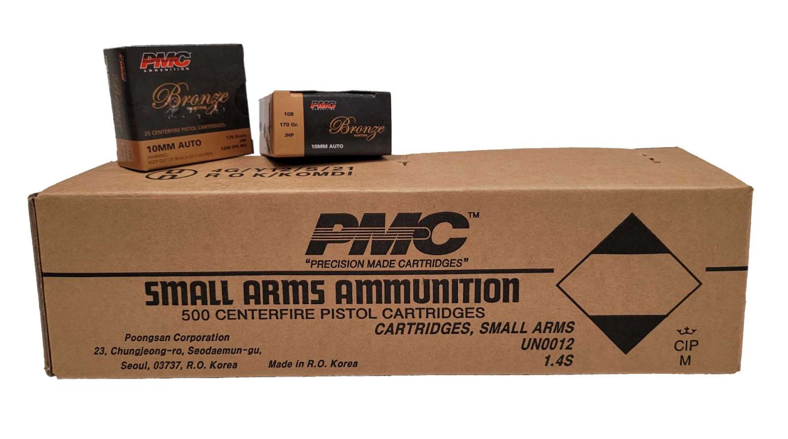 PMC Bronze 10mm Handgun Ammo - 170 Grain | JHP | 500rd Case - Pmc