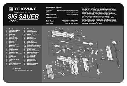TekMat Original Cleaning Mat Sig P229 Parts Diagram 11" x 17" Gray/Black-img-0
