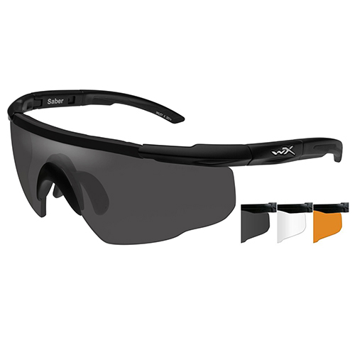 OPEN BOX Wiley X Men's 308 Saber Advanced Sunglasses in Black 3 Lens Package 