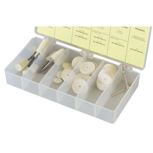 thumbnail image 2 of This 100-piece Felt Polishing Rotary Point Set From THK Diamond Tools Includes 10 Pieces Each Of 4mm, 5mm, 6mm, 8mm, And 10mm Wool Burrs. Perfect For Detail Work And Polishing. 2 of 6