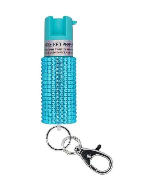 Sabre Jeweled Pepper Spray with Key Ring Teal - SABRE