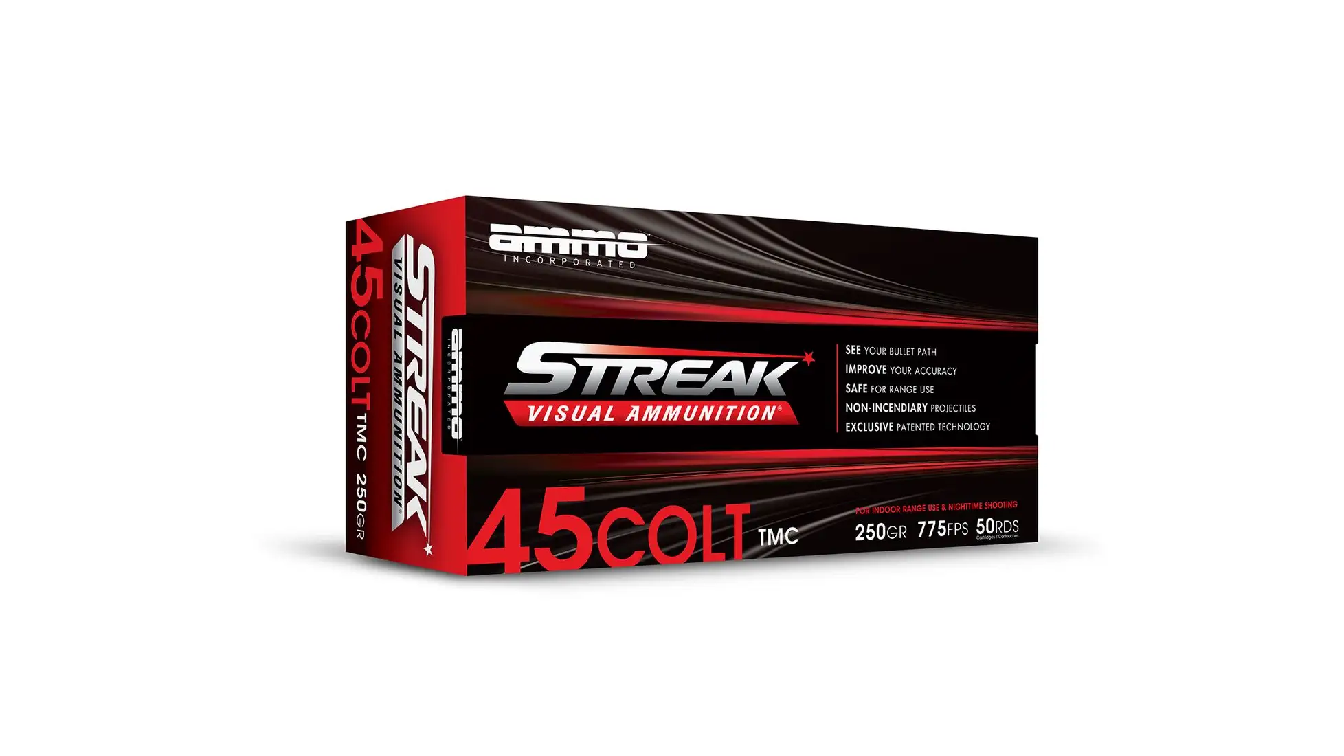 AMMO INC STREAK AMO 45 COLT 250GR TMC RED 50RD (20 BOX CASE) - Ammo Inc