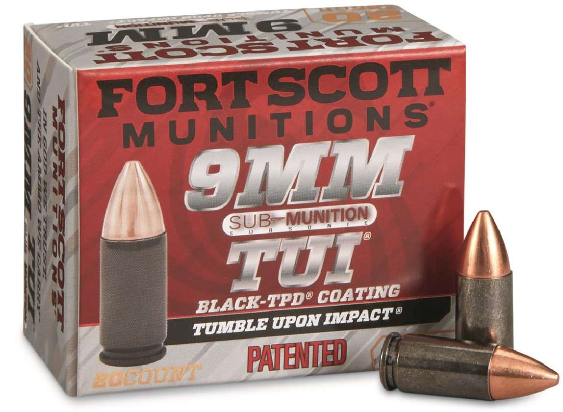 FORT SCOTT MUNITIONS LEAD FREE PISTOL AMO 9MM SUBSONIC 125GR TUI BLK TPD CASE 20-RD (25 BOX CASE) - Fort Scott Munitions