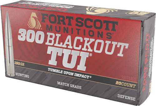 FORT SCOTT MUNITIONS LEAD FREE RIFLE AMO 300 BLACKOUT 150GR TUI BRASS CASE 20-RD ( 25 BOX PER CASE ) - Fort Scott Munitions