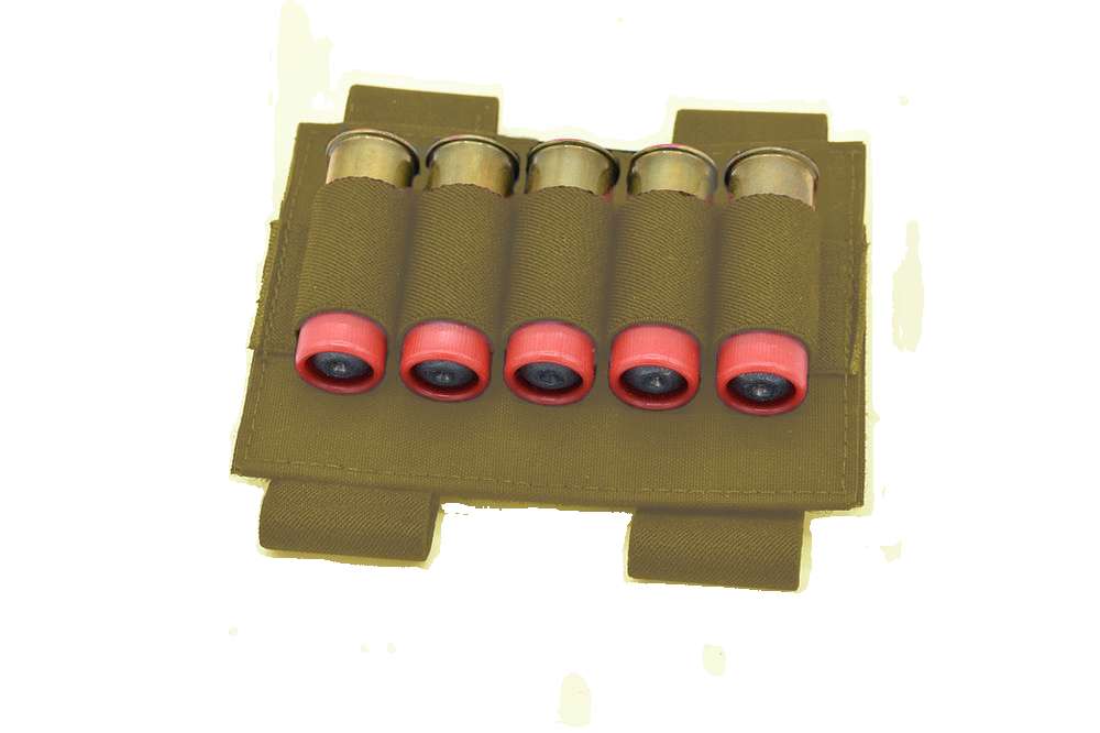 TAC SHEILD TACTICAL SHOTGUN STOCK SHELL HOLDER COYOTE 5 SHELLS - Tac Shield