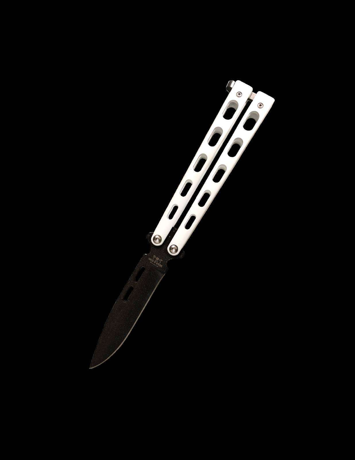 BEAR & SONS 5" WHITE BTTRFLY 1095 PWDR CT SPEAR PT BLD - Bear And Son