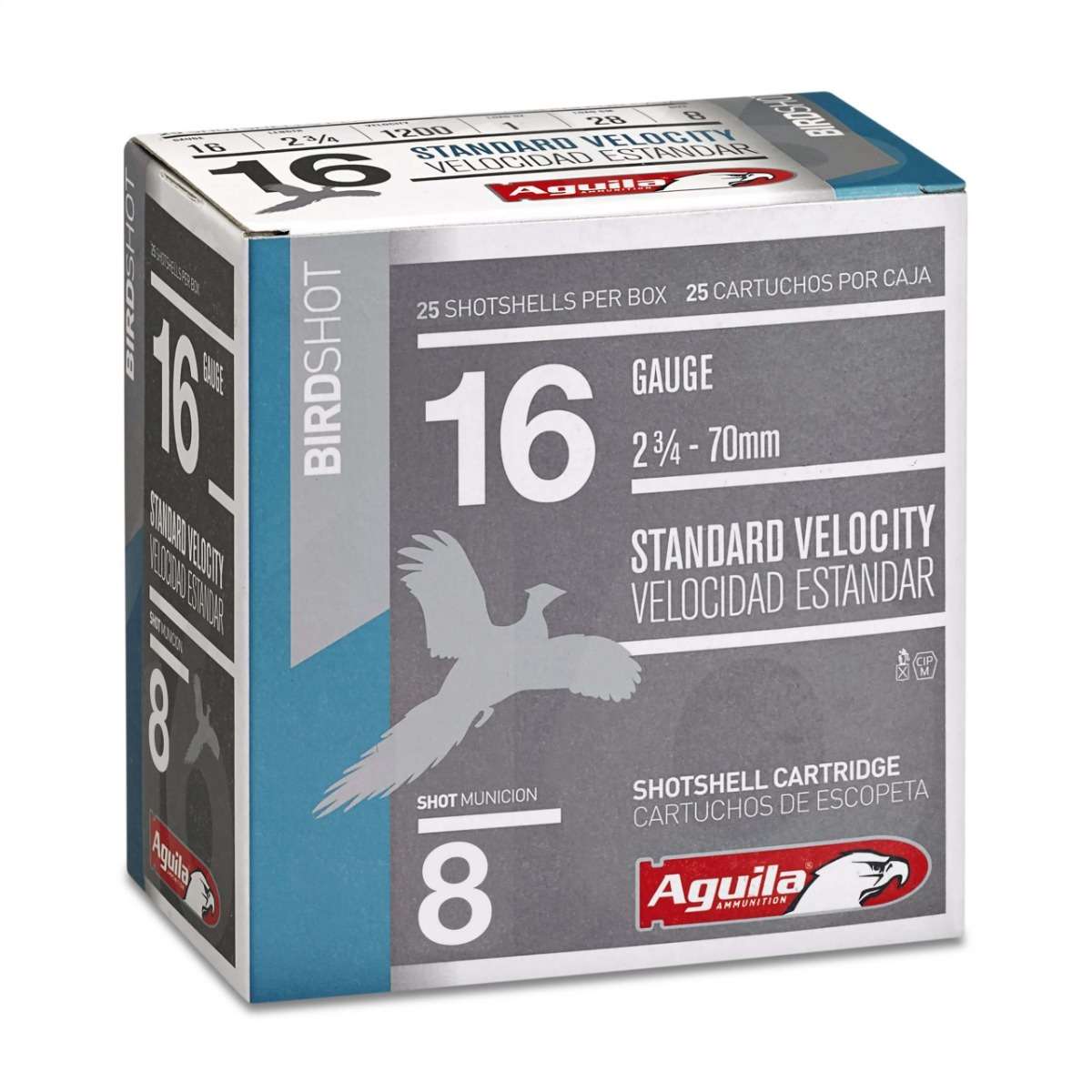 Aguila Ammunition 16ga Birdshot 2.75 inch Shotgun Shells - #8 Shot | 1oz | 1200 fps | 250rd Case - Aguila