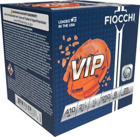 FIOCCHI EXACTA TARGET VIP AMO 410GA 2.5 IN 1/2 OZ #8 1250FPS 25-RD ( 10 BOXES PER CASE ) - Fiocchi