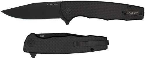 OCASO KNIVES STRATEGY 3.5" FLD CARBON FIBER/G-10 BLACK D2 - 