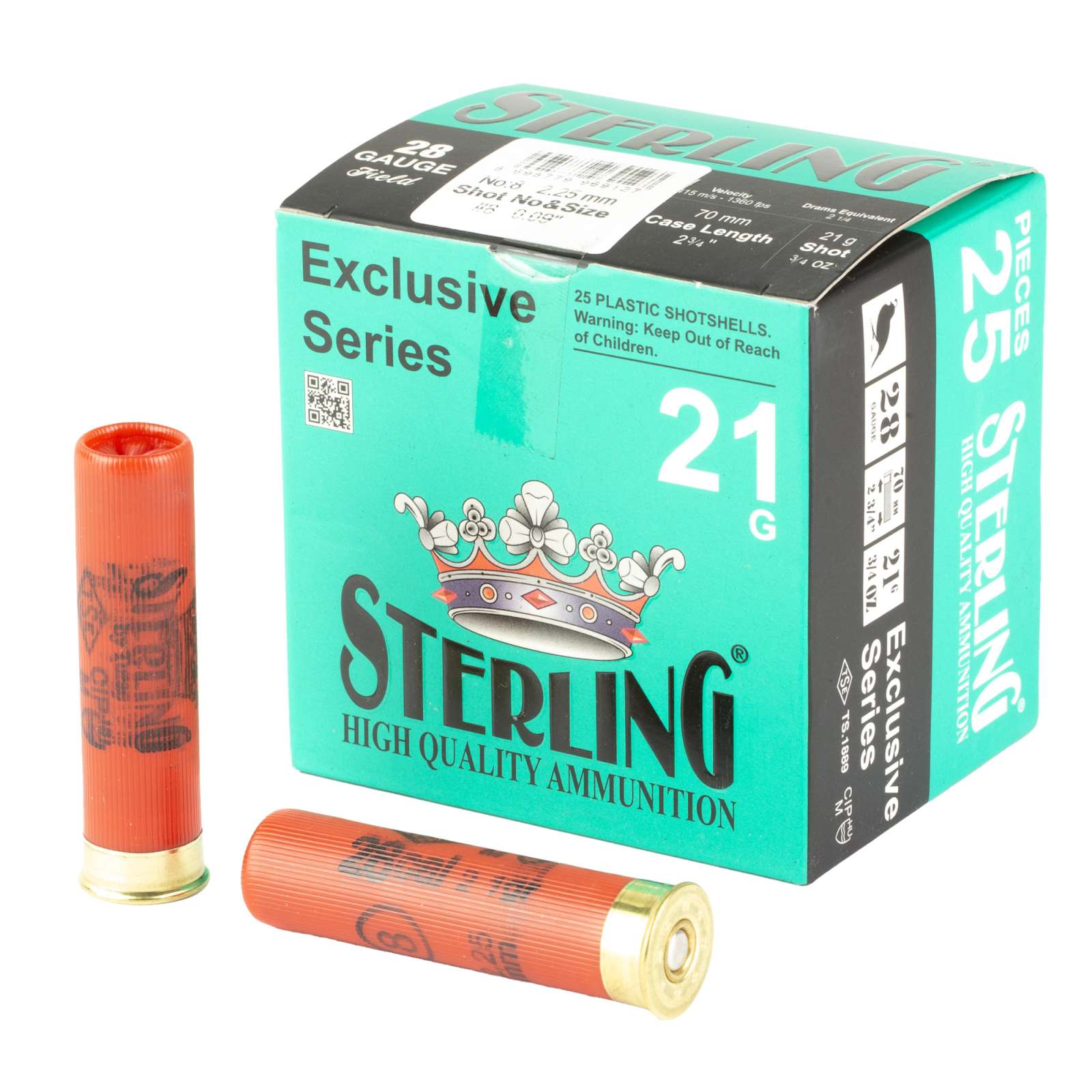 Sterling 8698779969127 28 Gauge 2.75" #8 21 Grain 3/4 oz Shot 25 Rounds