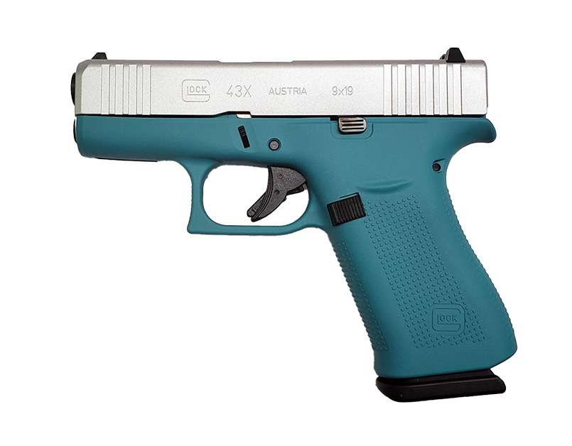 GLOCK 43X 9MM AZTEC TEAL/SILVER | Georgia Gun Store