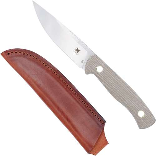 COBRATEC KOONSMAN 4" FIXED BLD TAN D2 W/LEATHER SHEATH - 