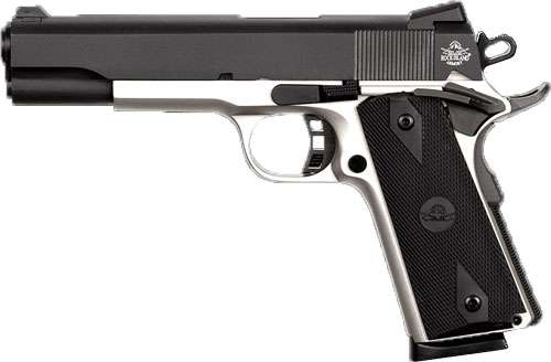 Rock Island 51447 Rock Standard Fs 45 Acp 5 81 Nickel Black Parkerized Slide Black Rubber Grip 7541