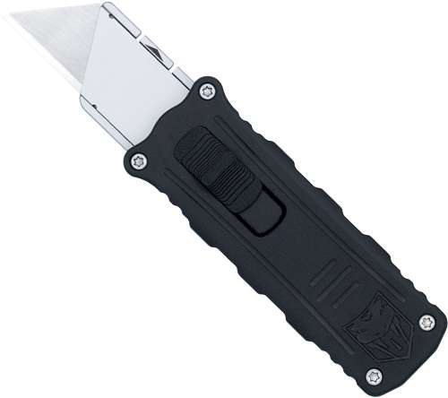 COBRATEC SIDE BUTTON OTF 1.75" BLACK/SILVER UTILITY KNIFE - 