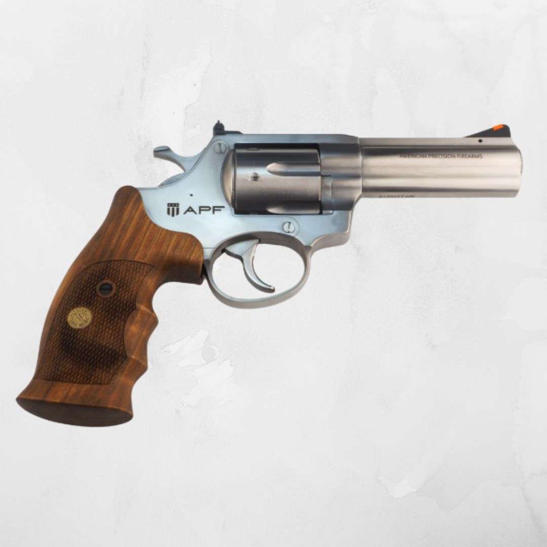 AMERICAN PREC FIREARMS R1 REVOLVER HGR 357 MAG 4 IN BBL STAINLESS 6 SHOT WOOD COMBAT GRIPS - American Precision Firearms