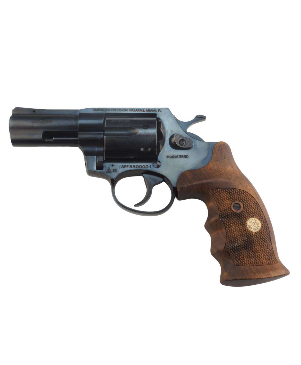 AMERICAN PREC FIREARMS R1 REVOLVER HGR 357 MAG 3 IN BBL BLUED 6 SHOT WOOD COMBAT GRIPS - American Precision Firearms