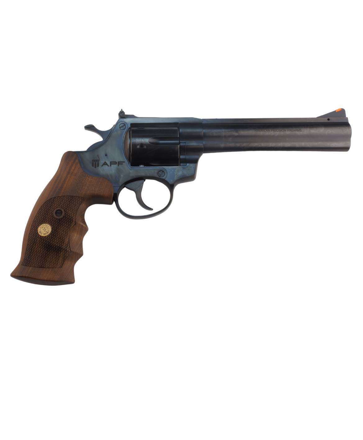 AMERICAN PREC FIREARMS R1 REVOLVER HGR 357 MAG 6 IN BBL BLUED 6 SHOT WOOD COMBAT GRIPS - American Precision Firearms