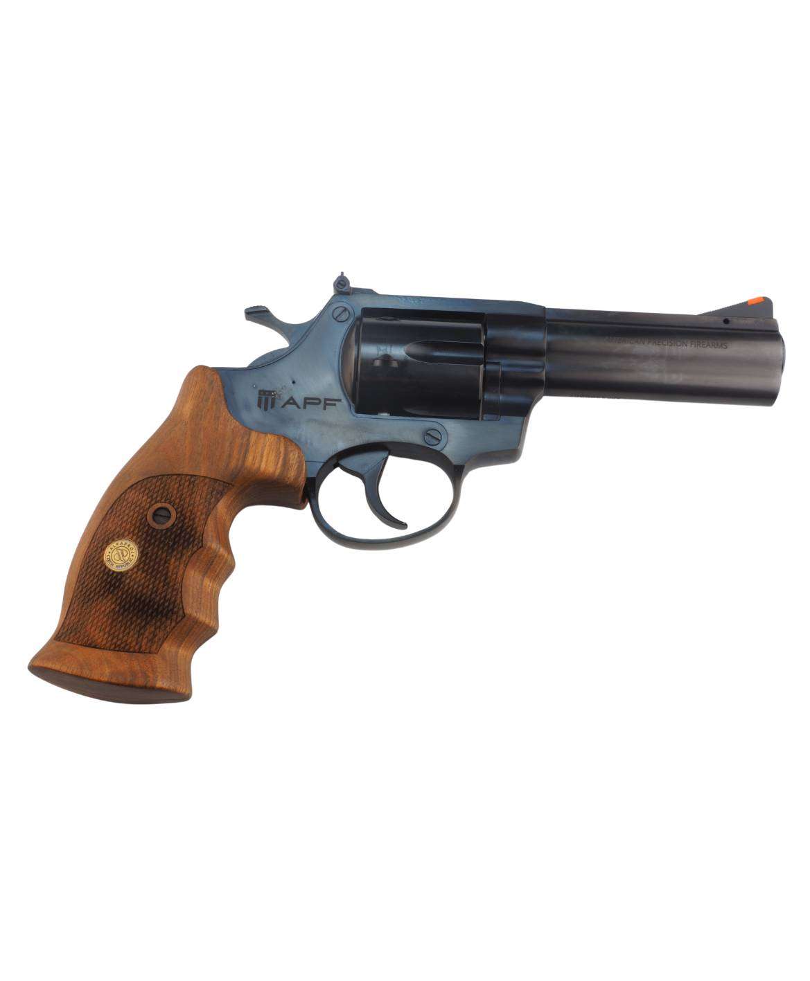 AMERICAN PREC FIREARMS R1 REVOLVER HGR 357 MAG 4 IN BBL BLUED 6 SHOT WOOD COMBAT GRIPS - American Precision Firearms