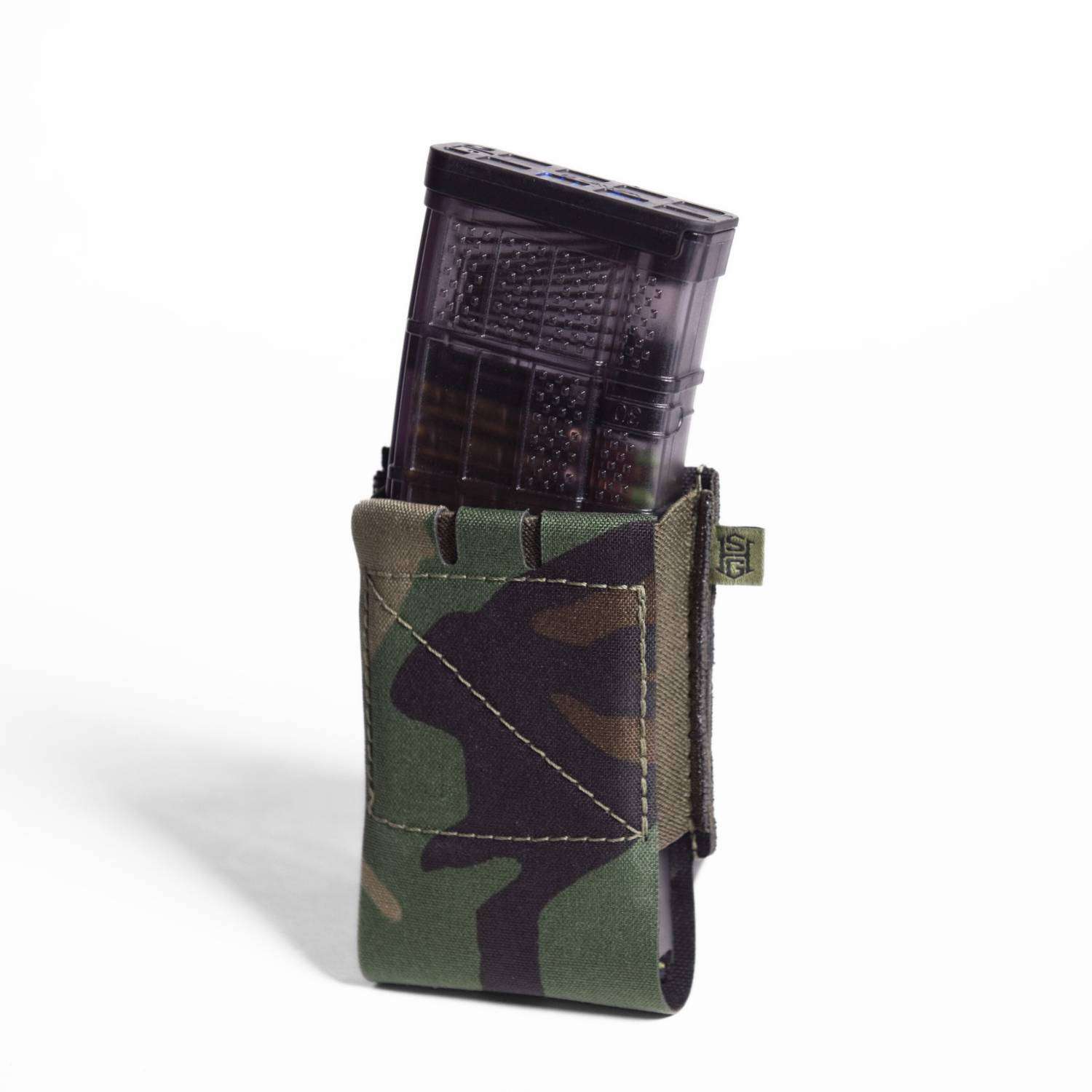 HIGH SPEED GEAR EP-P ELASTIC RIFLE MAG POUCH WOODLAND CAMO FITS MOST RIFLE MAGS LOW PROFILE - High Speed Gear