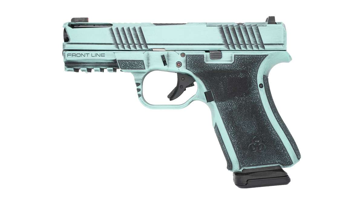 BLACK RAIN FRONTLINE+ HGA 9MM 4IN BBL 15RD TIFFANY BLUE/SATIN MAG - Black Rain