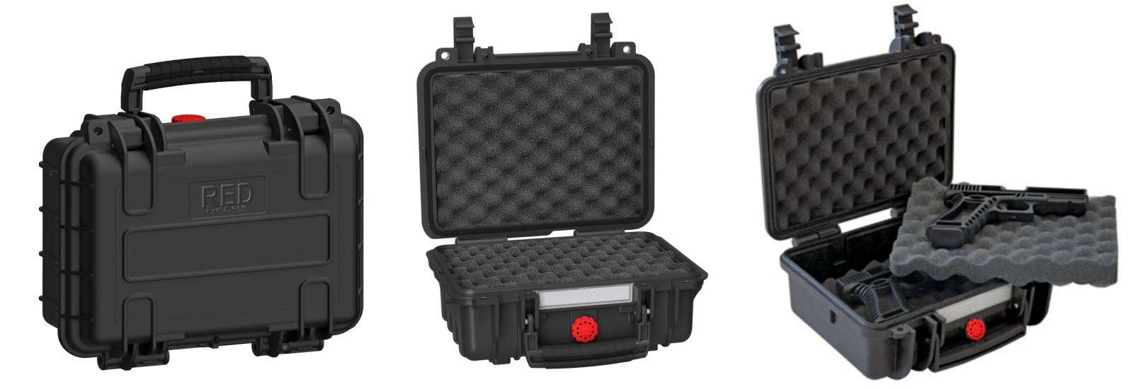 EXPLORER RED DOUBLE PISTOL CASE BLACK W/TWO TRAYS OF FOAM 11.81"X8.27"X2.28" - 