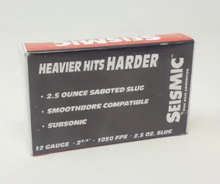 SEISMIC AMO 12GA 2.75 IN 2.5 OZ SLUG 1050 FPS 5-RD ( 20 BOXES PER CASE ) SMOOTHBORE ONLY - G2 Research