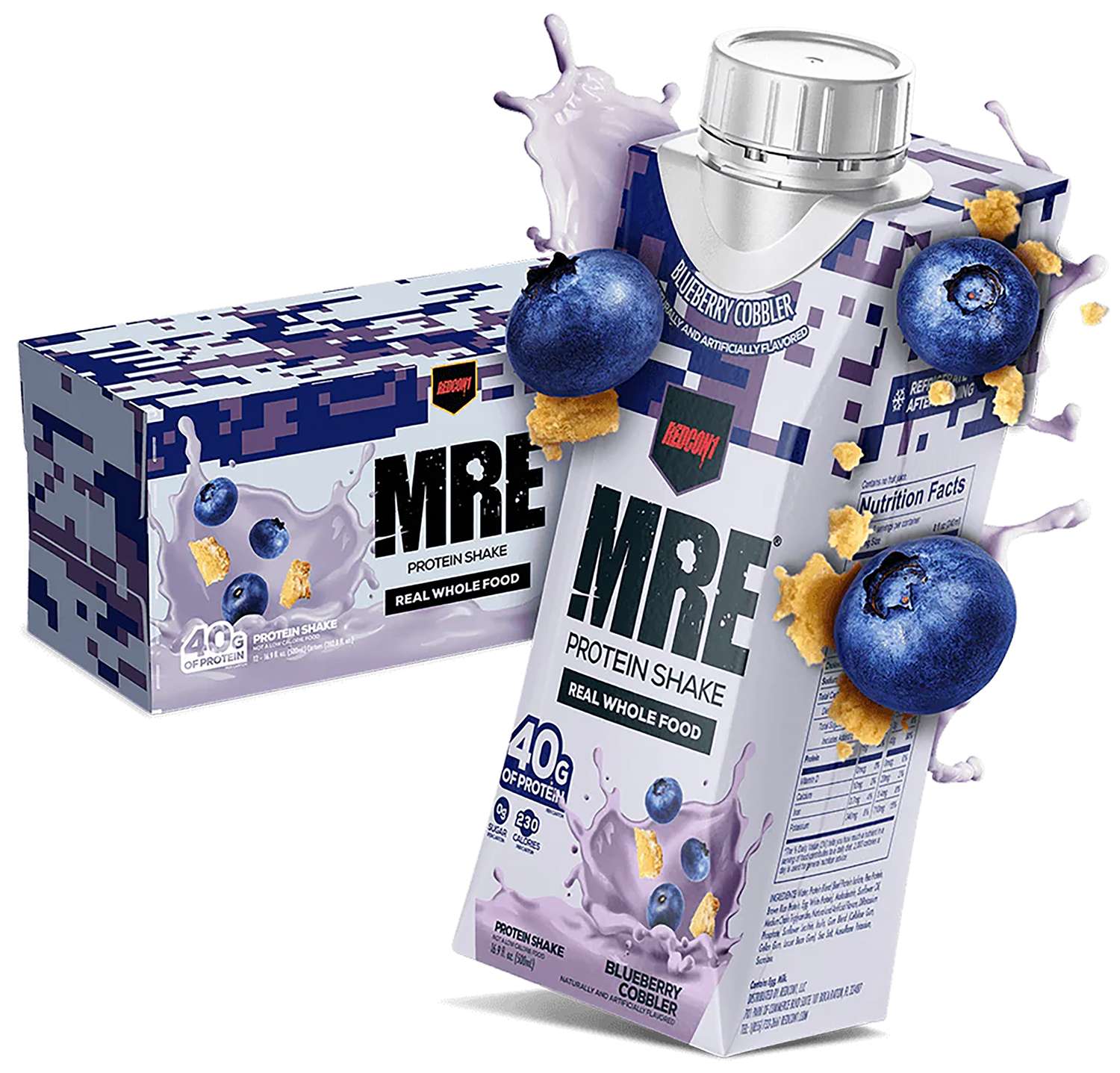 Redcon1 RC1MRERTDBBC12 MRE Ready to Drink Blueberry Cobbler 12 Pack - Red Team Armory