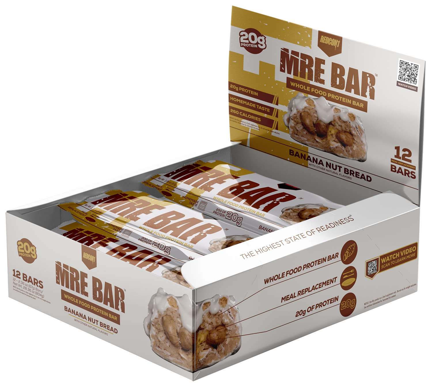 Redcon1 RC1MREBBNB12 MRE Protein Bar Banana Nut Bread 12 Pack - Redcon1