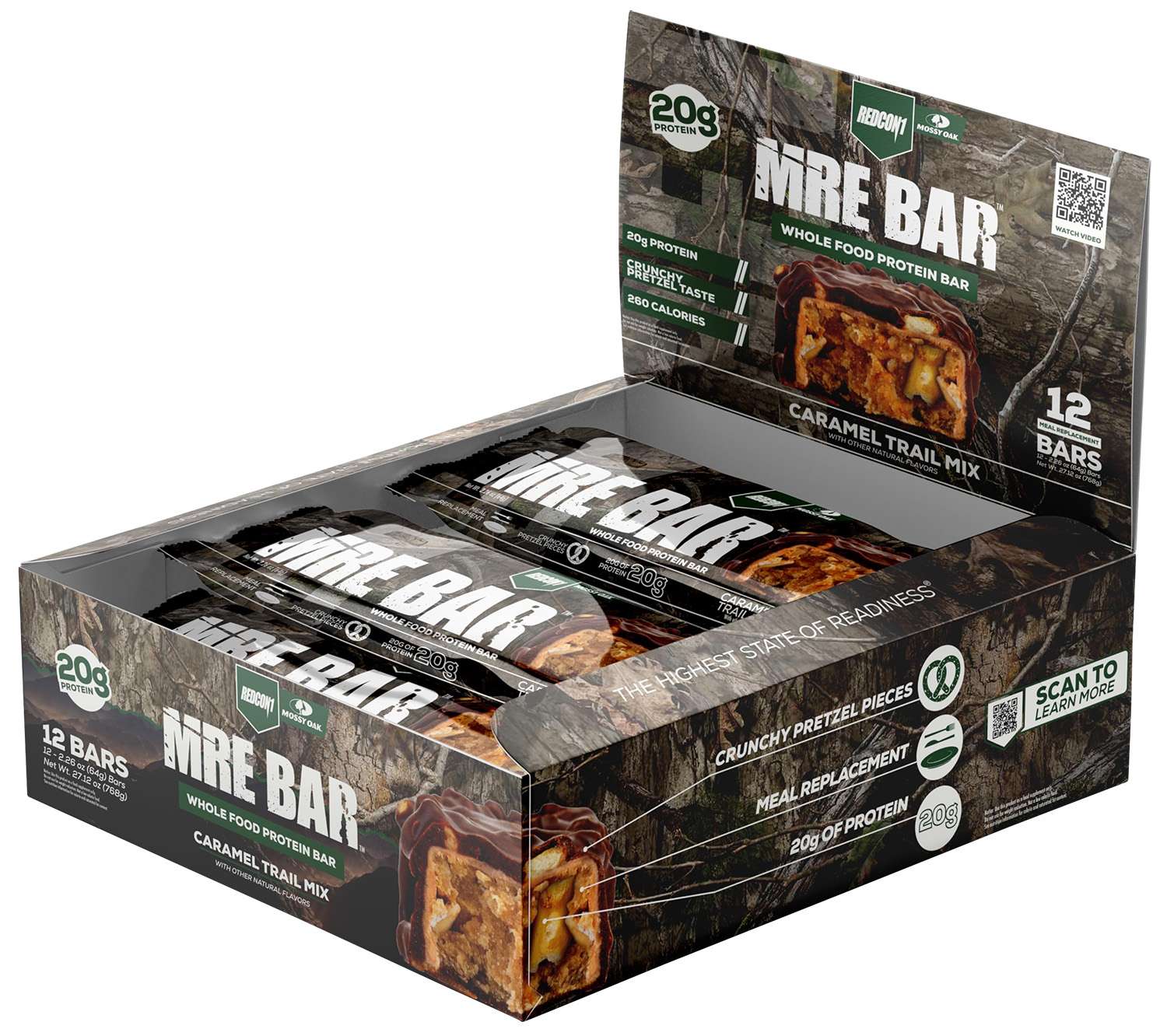 Redcon1 RC1MREBCTM12 MRE Protein Bar Caramel Trail Mix 12 Pack - Red Team Armory