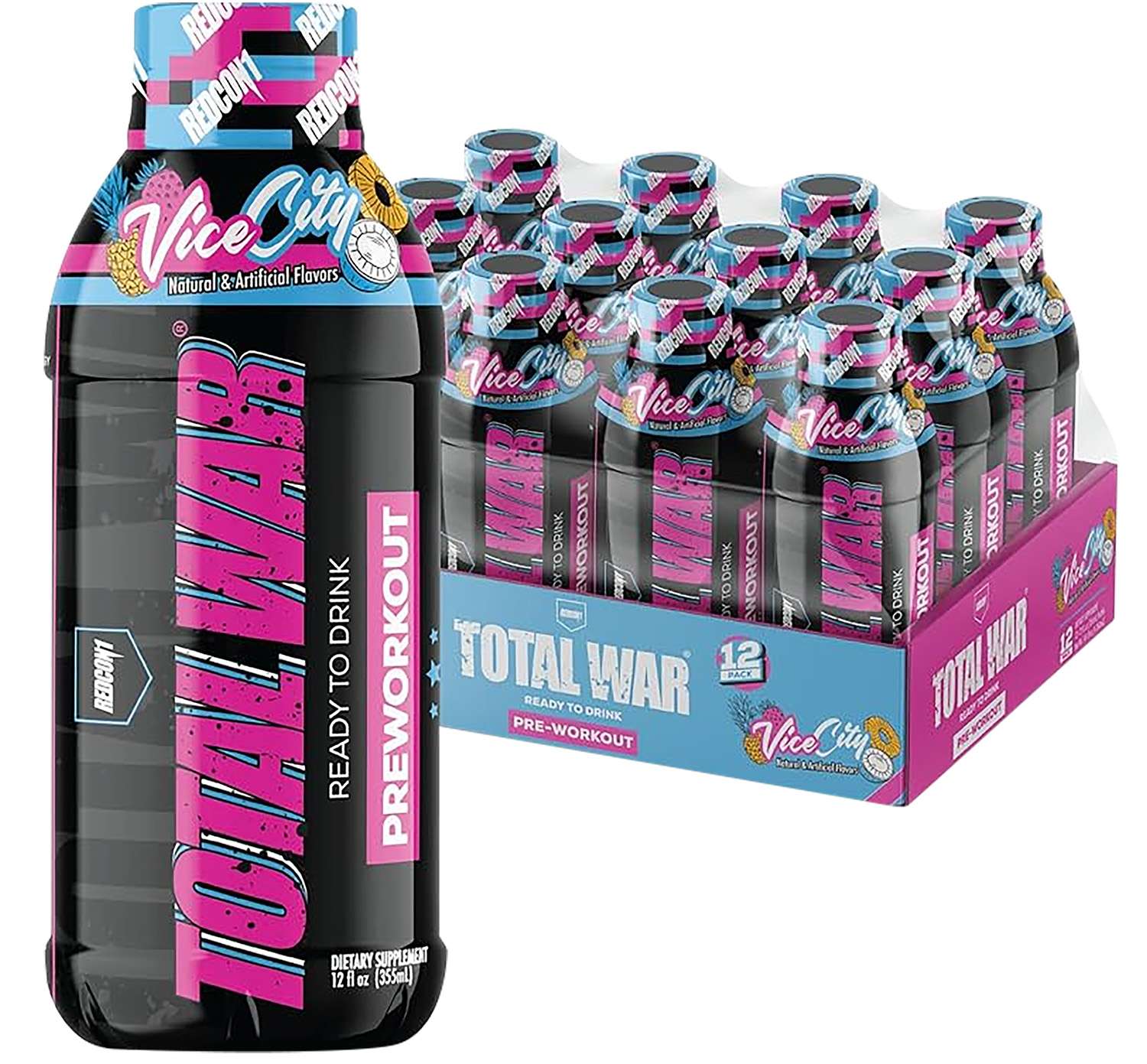 Redcon1 RC1TWRTDVC12 Total War Ready to Drink Vice City 12 Pack - Redcon1