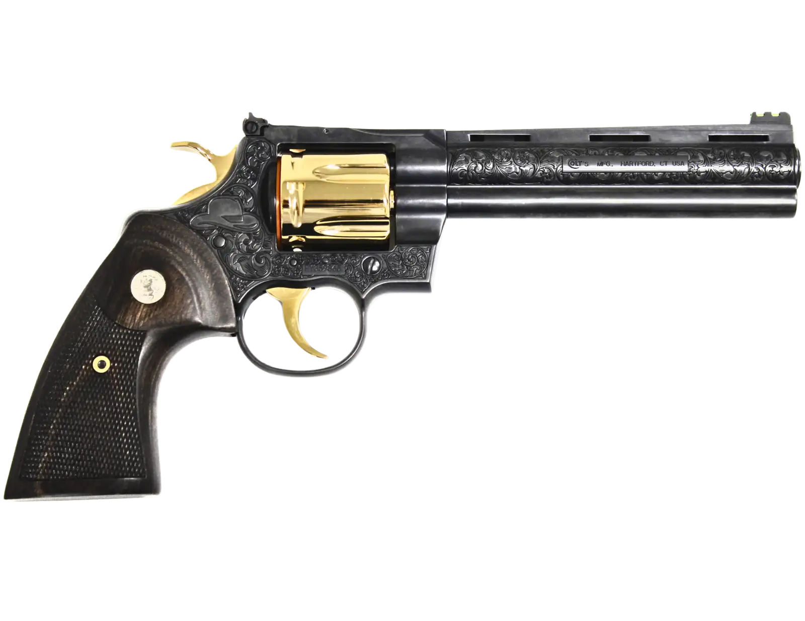 COLT PYTHON LETS RODEO POLISHED BLUED ENGRAVED/24KT GOLD REVOLVER