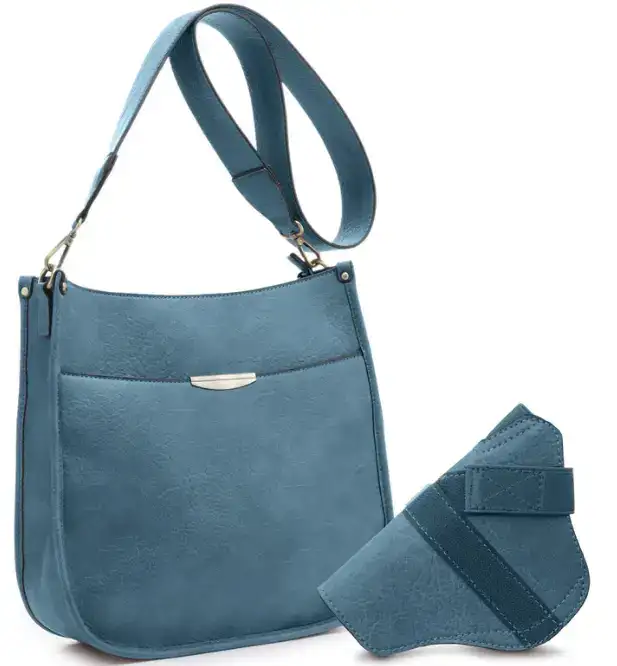 JESSIE & JAMES AVA CONCEALED CARRY LOCK AND KEY CROSSBODY HANDBAG 11 H X 11.5 W X 2.75 D ( TURQUOI ) - Jessie & James Handbags