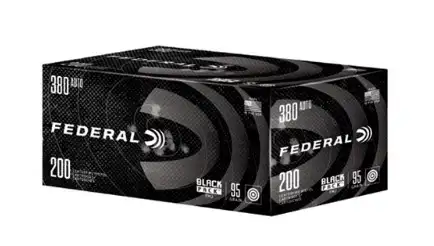 FEDERAL BLACK PACK 380 AUTO 95 GRAIN FULL METAL JACKET 945 FPS C38095BP200 200RD - Federal Ammo
