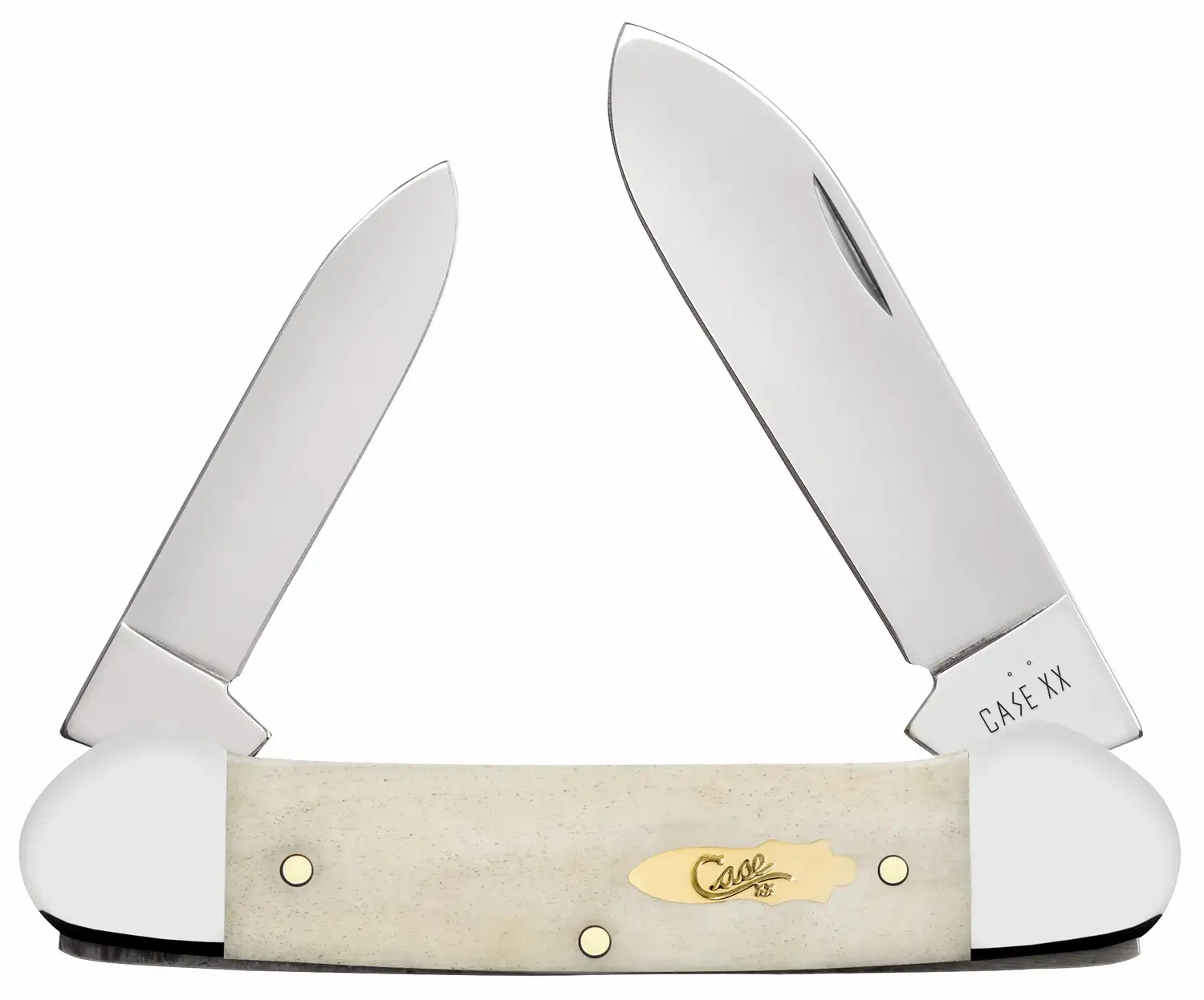 Case 11023 Canoe  Folding Pen/Spear Plain Tru-Sharp SS Blade, Smooth Natural Bone Handle - Case Knives