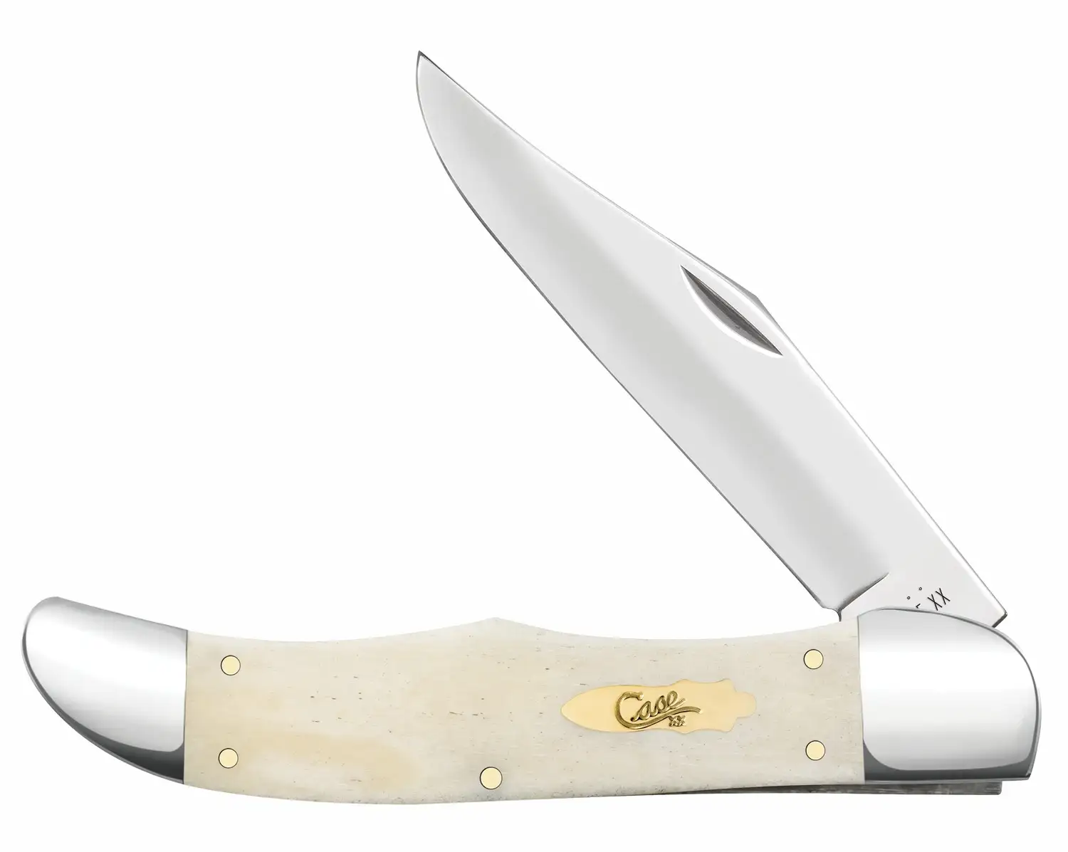 Case 11024 Hunter  4.10" Folding Clip Point Plain Mirror Polished Tru-Sharp SS Blade, Smooth Natural Bone Handle - Case Knives