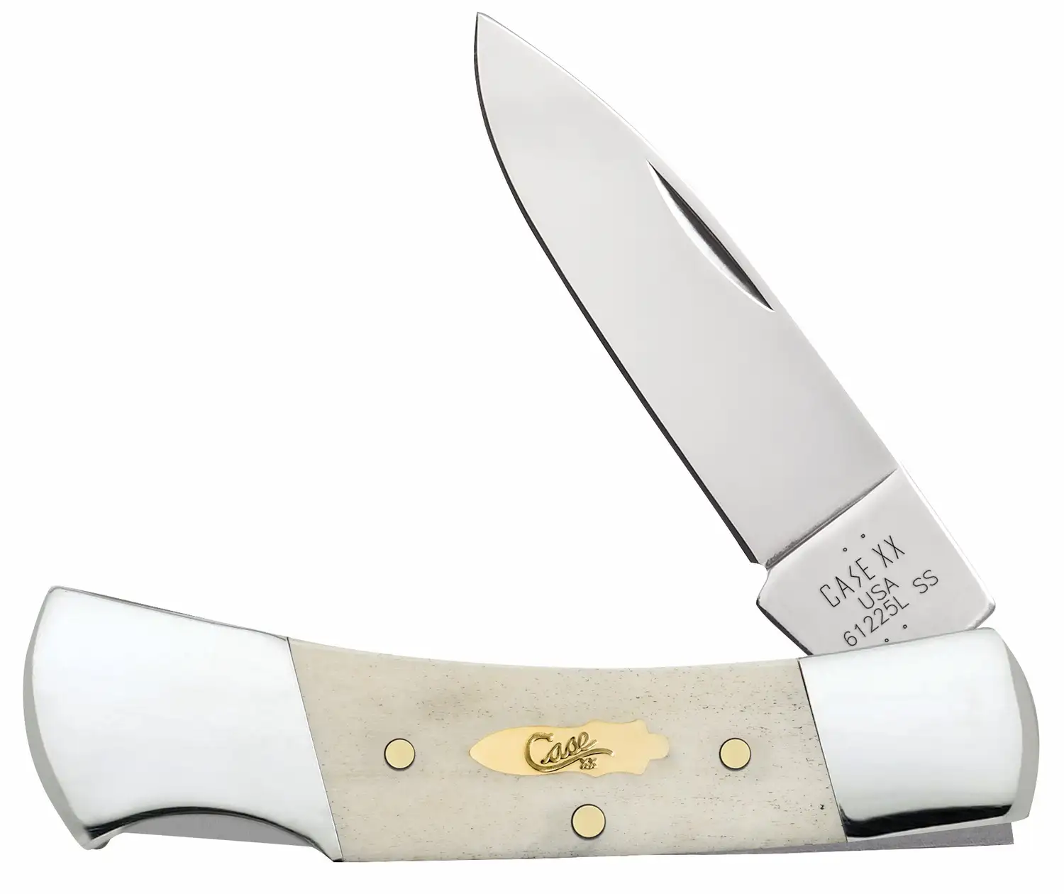 Case 11026 Lockback  Folding Drop Point Plain Tru-Sharp SS Blade, Smooth Natural Bone Handle - Case Knives
