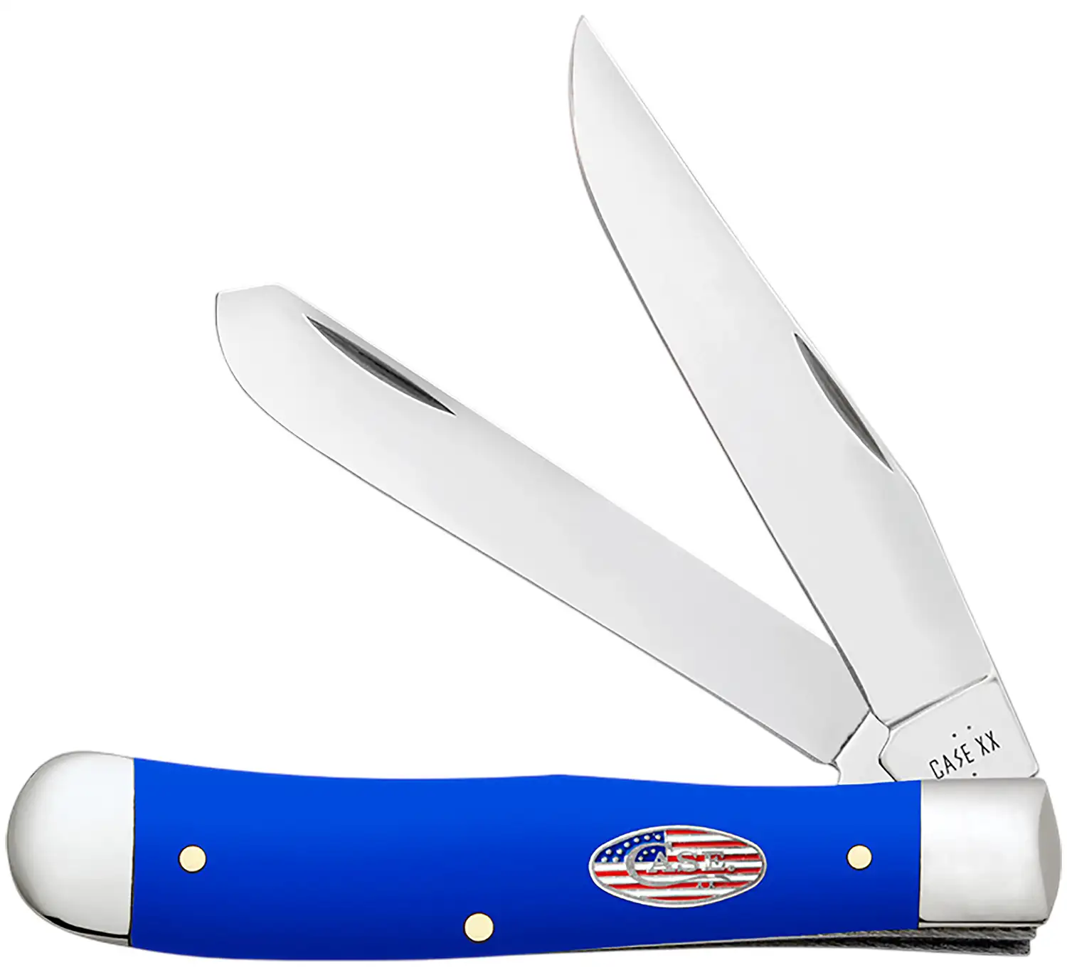 Case 16400 USMC  Folding Clip Point/Spey Plain Tru-Sharp SS Blade, Smooth Royal Blue Synthetic Handle - Case