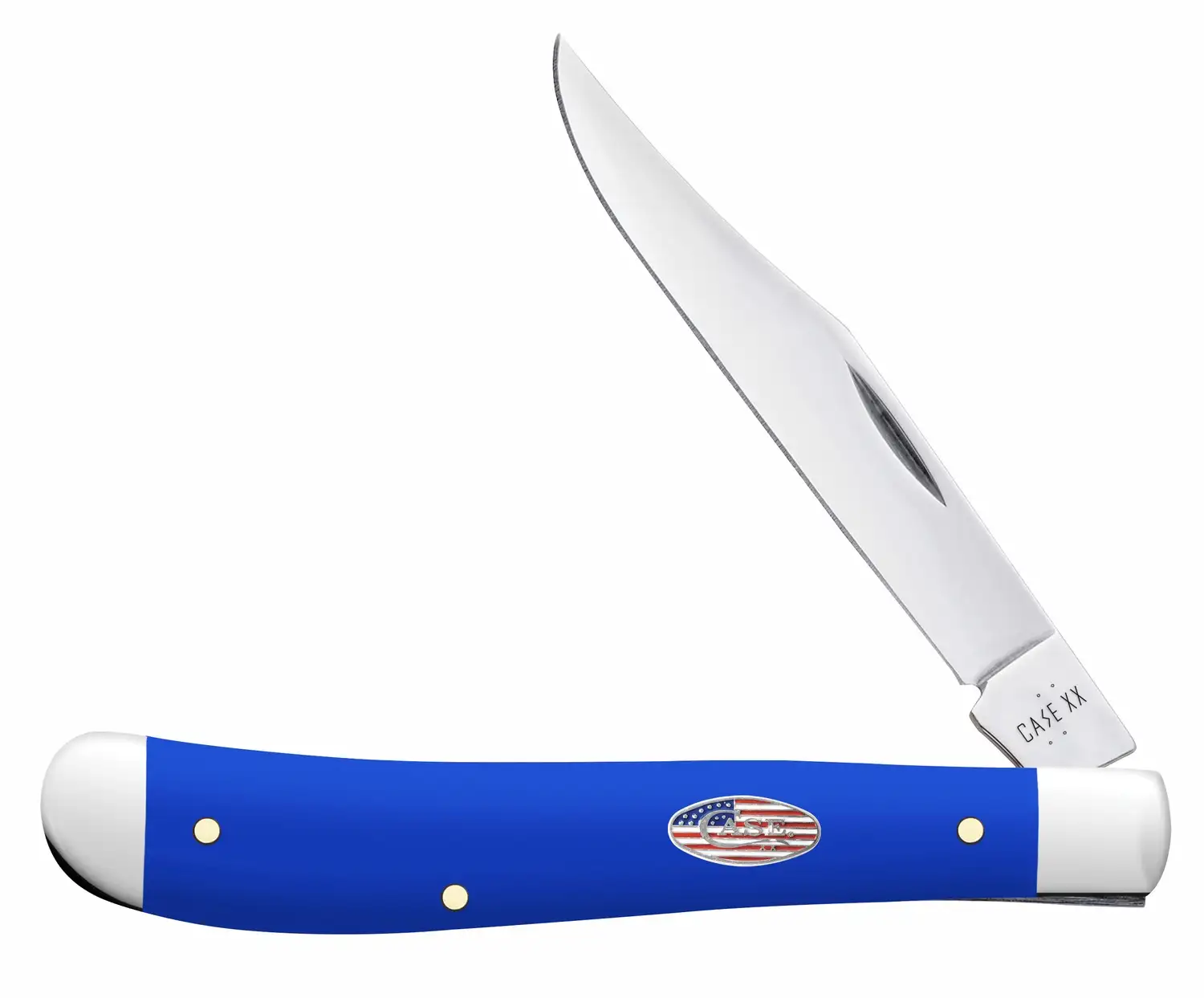 Case 16403 Trapper Slimline 3.25" Folding Clip Point Plain Mirror Polished Carbon Steel Blade, Smooth Royal Blue Synthetic Handle - Case Knives