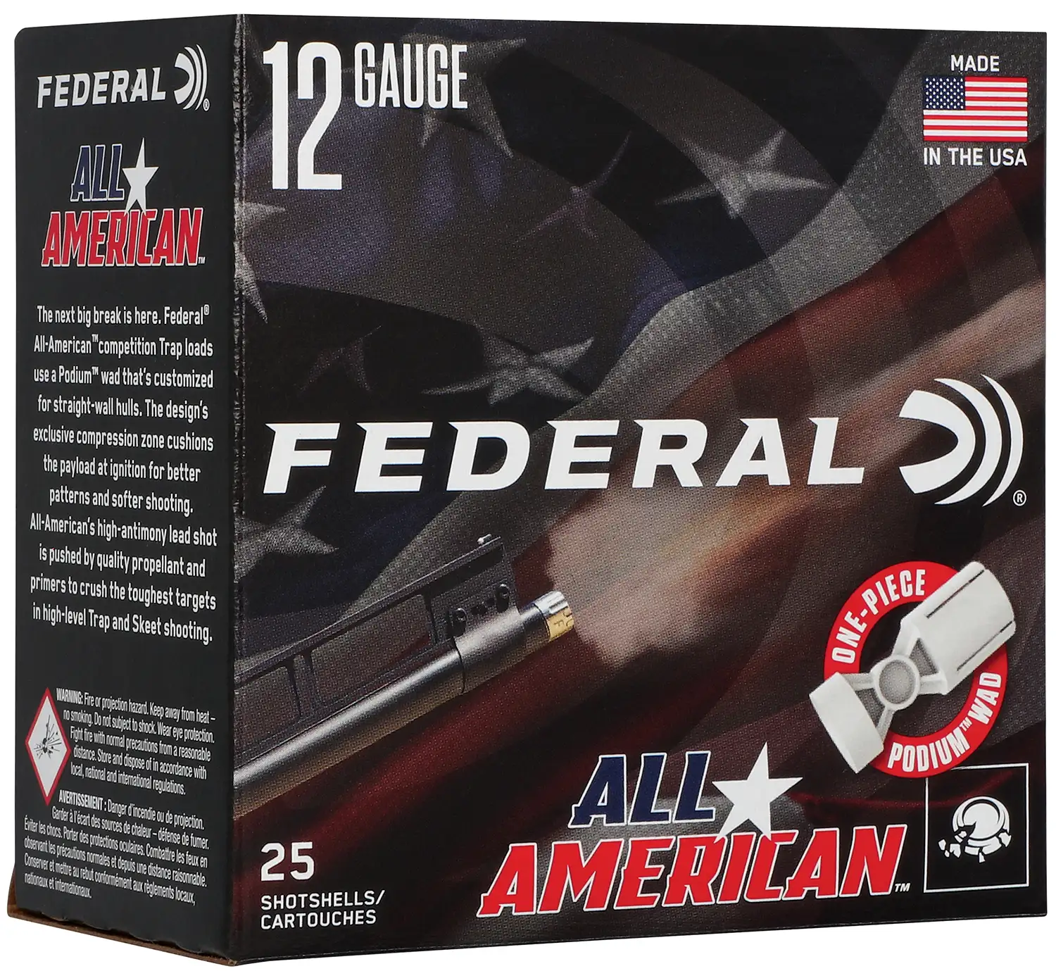 Federal FAA12L18 All-American  12Gauge 2.75" 1oz 8Shot 25 Per Box/10 Case - Federal