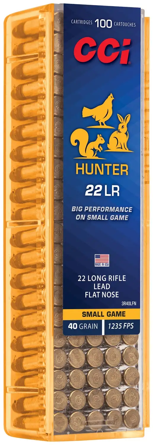 CCI Hunter Series .22 Long Rifle 40 gr Lead Flat Nose Rimfire Ammo (100 Rounds)
