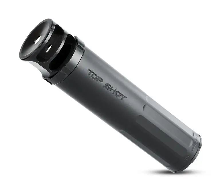 BOSS TOP SHOT - 5/8X24 6.5/6MM COMPACT COMPETITION SILENCER IDEAL FOR PRS NITRIDED STAINLESS CORE MUZZLE BREAK FOR MAXIMUM MUZZLE CONTROL REDUCED SOUND SUPPRESSION TS-15060-65-SS-58-BR-BLK - B O S S SUPPRESSORS