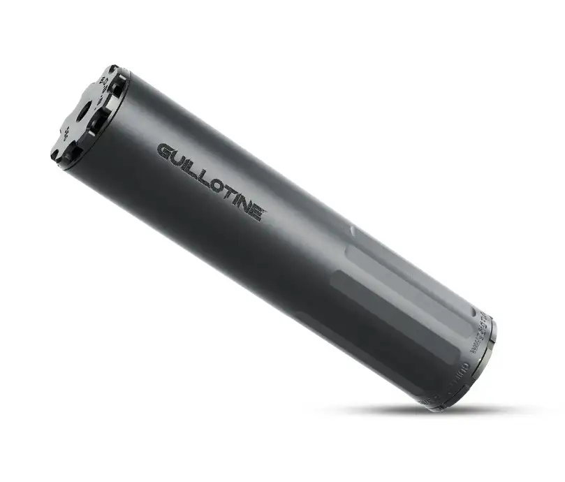 BOSS GUILLOTINE - 1/2-28 - STANDARD END CAP 5.56 DEDICATED DUTY RATED SILENCER STAINLESS NITRIDED CORE STANDARD END CAP NON-GAS BLOWBACK ACTION (BOLT GUN PISTON ETC) GU-15060-556-SS-12-SE-BLK - B O S S SUPPRESSORS